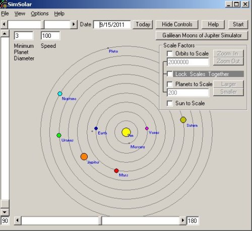 SimSolar v2.0  Planetary position simulation