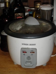 This rice/veggie steamer might be the single electrical appliance I've used more than any other my entire lifetime.  Originally cost me $1.00 still in the never-been-open-box at the Salvation Army Thrift Store, Kerrville, Texas.  Several years of heavy use for that buck.